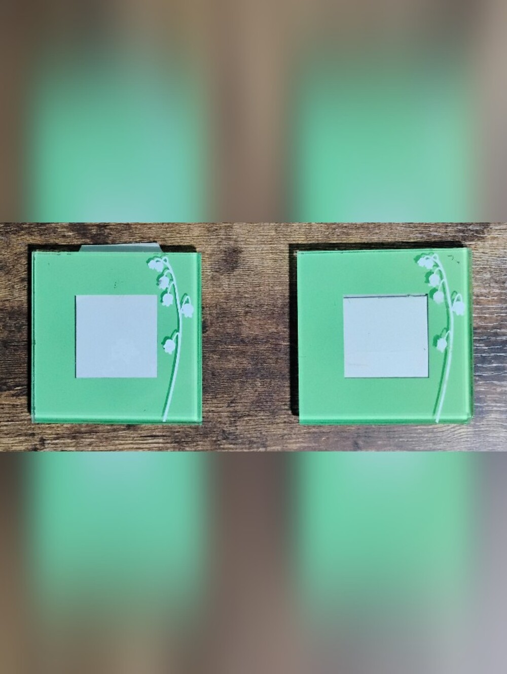 Green Acrylic Mini Photo Coasters - Set of 2